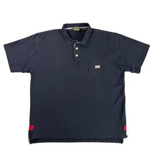 Orvis Polo Shirt Mens L Navy Blue Flag Pocket Golf Casual Cotton